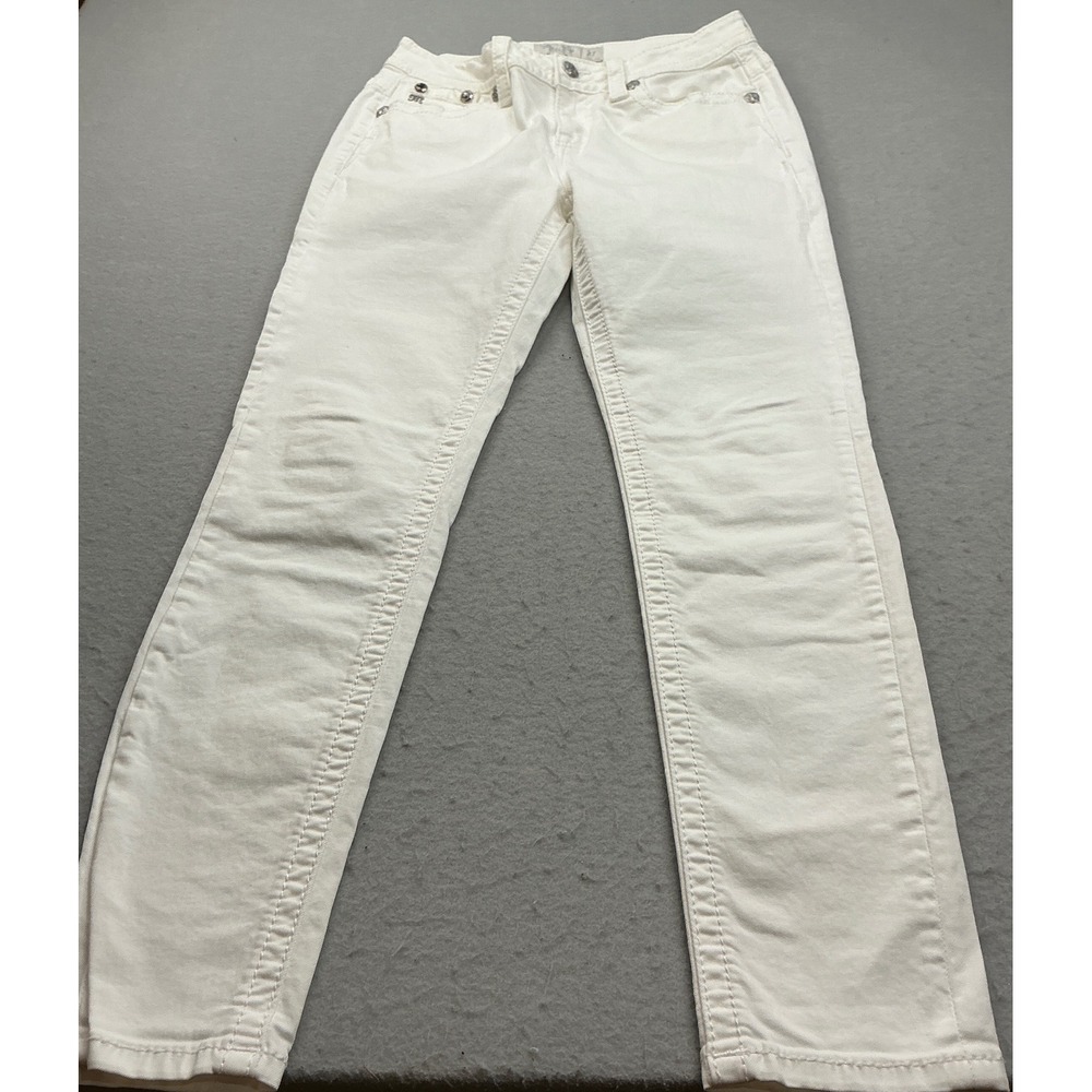 Miss Me Y2K White Skinny Jeans Wing Embroidered Sequin Pockets Sizeโ 27 Glam